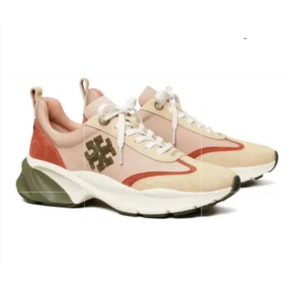 Tory Burch Sneakers Good Luck in Olive Green Mauve Pink
